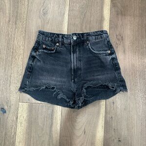 Zara Black Jean Shorts High-Waisted Distressed